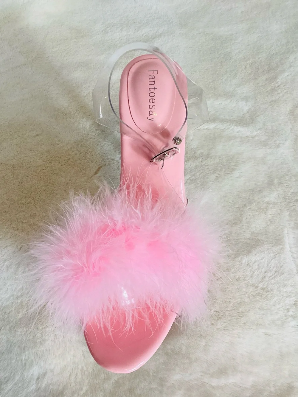 Pink Stiletto Heels Marabou Feathers Platform Sexy